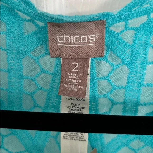 Chico's Turquoise Lace Cardigan Size 2. BNWT - Picture 3 of 4